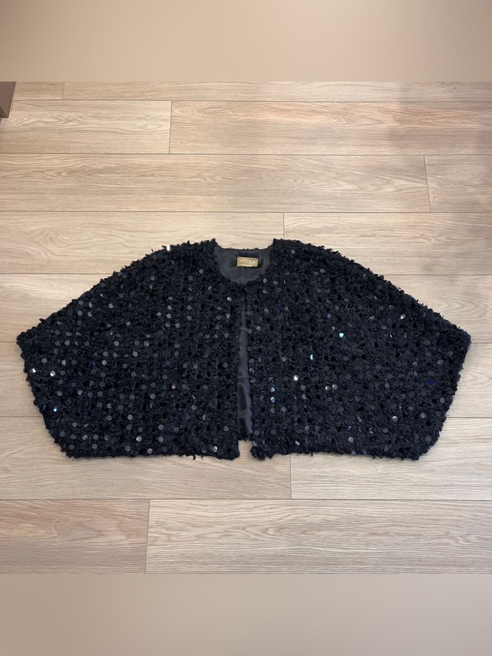 Victoria K Black Sequin Cape Shall Party Glam